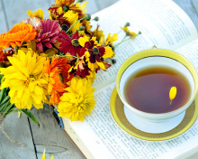 Tea and Book wallpaper 220x176