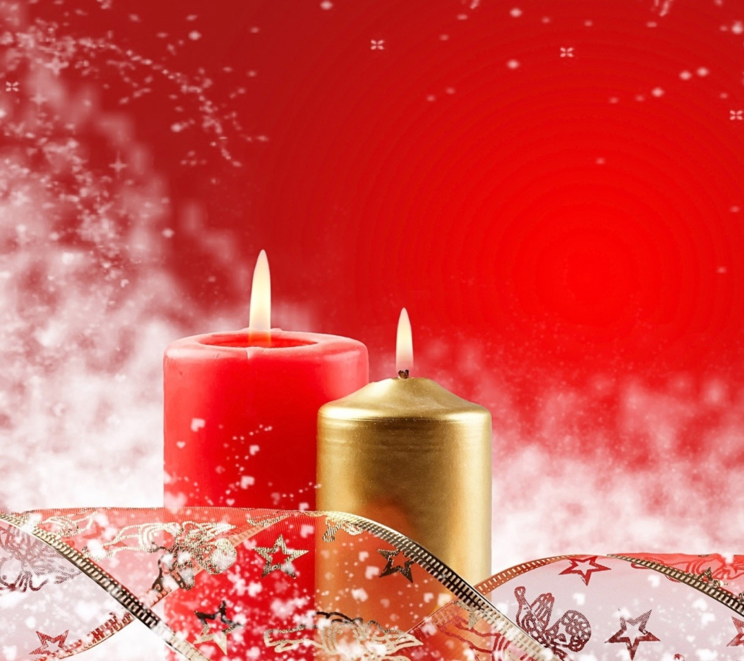 Two Christmas Candles wallpaper 1080x960