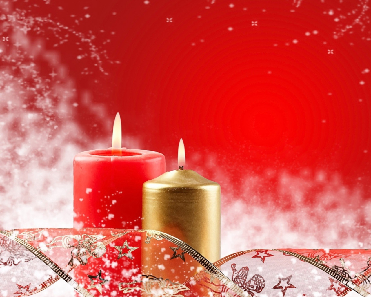 Two Christmas Candles wallpaper 1280x1024