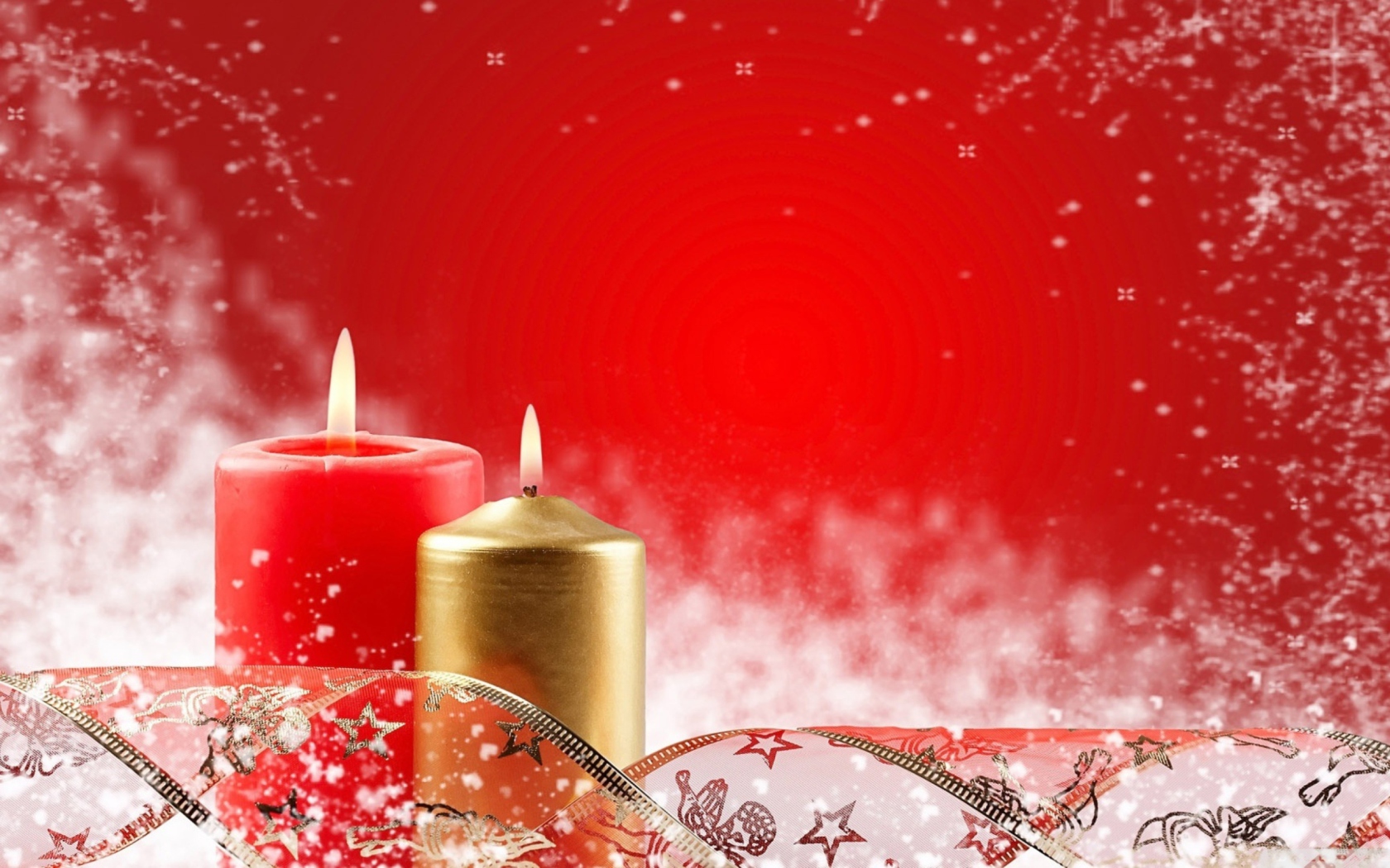 Two Christmas Candles wallpaper 1680x1050