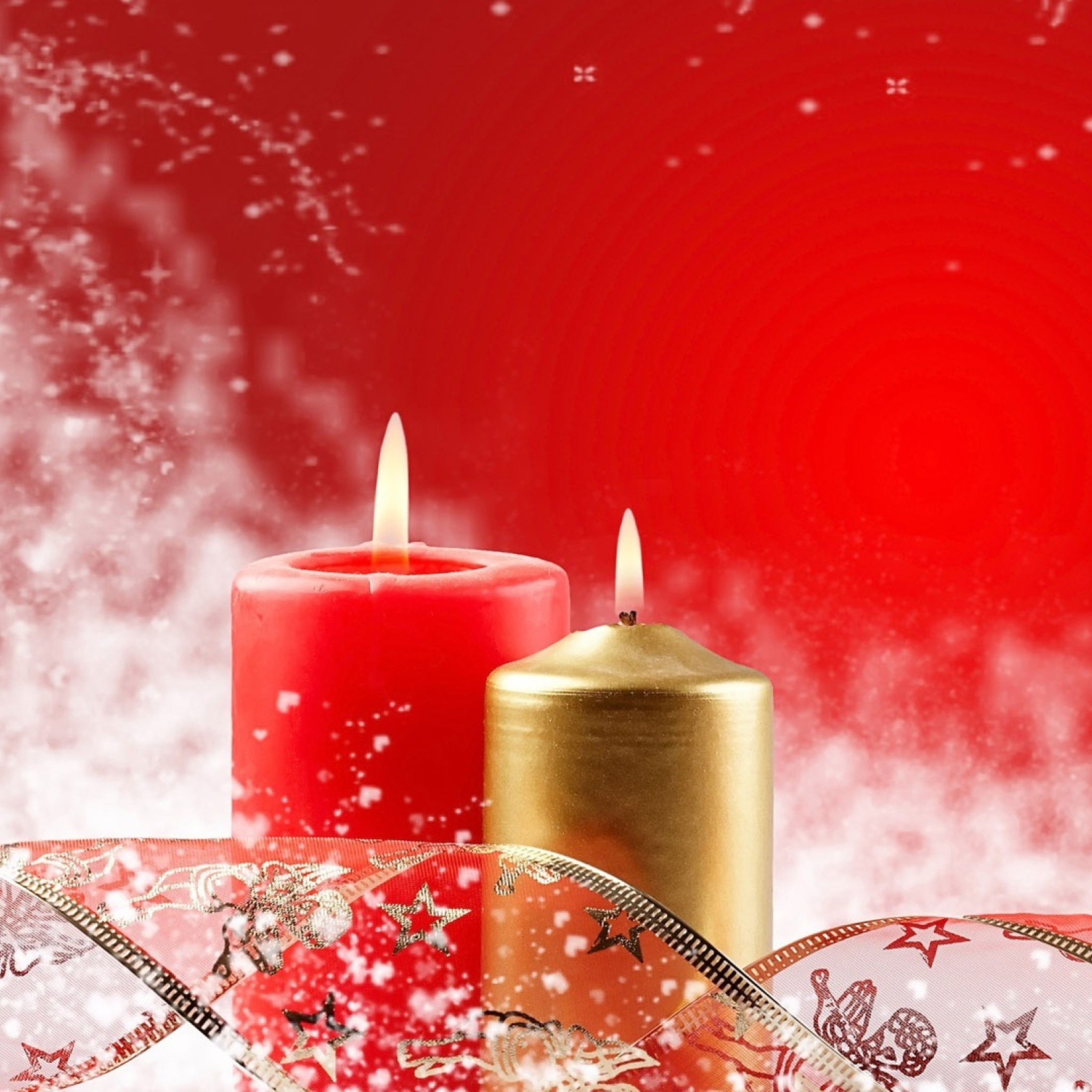 Sfondi Two Christmas Candles 2048x2048
