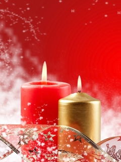 Das Two Christmas Candles Wallpaper 240x320