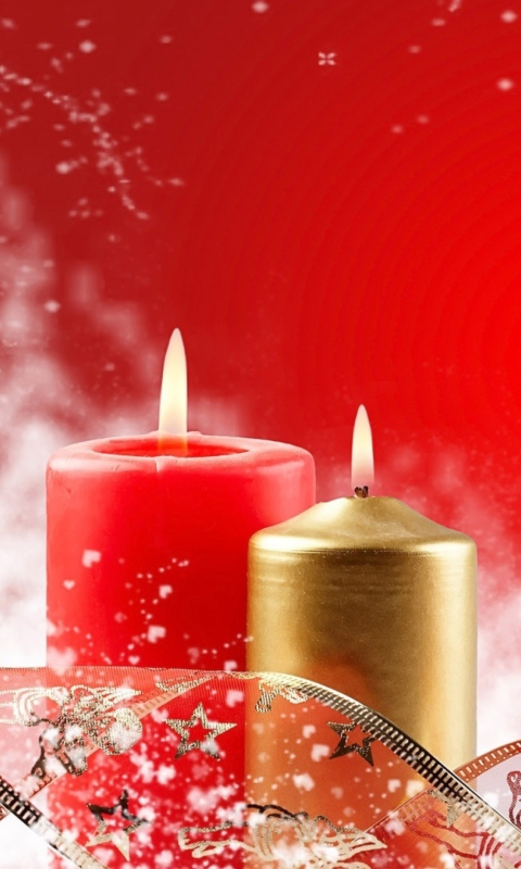 Two Christmas Candles wallpaper 480x800