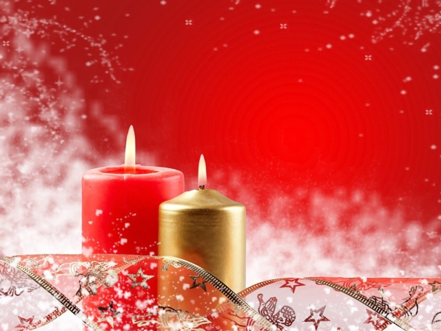 Two Christmas Candles wallpaper 640x480