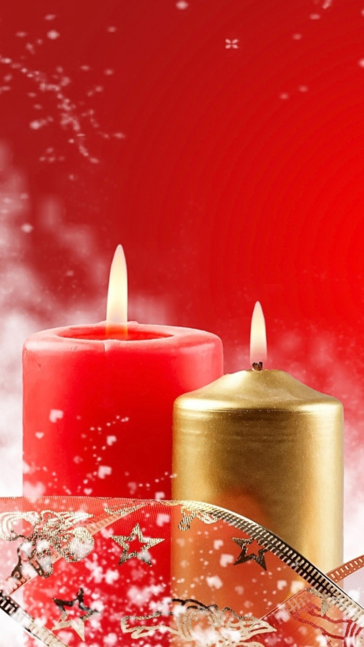 Fondo de pantalla Two Christmas Candles 750x1334