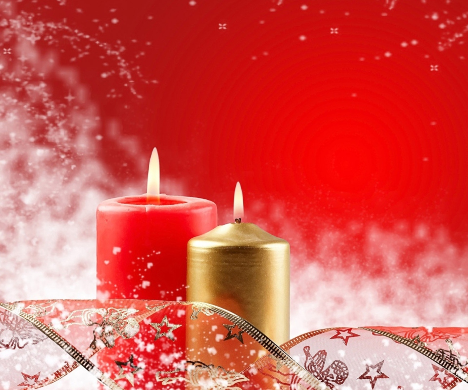Two Christmas Candles wallpaper 960x800