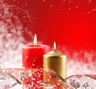 Kostenloses Two Christmas Candles Wallpaper für iPad mini 2