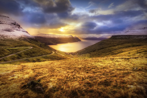 Обои Faroe Islands Landscape 480x320
