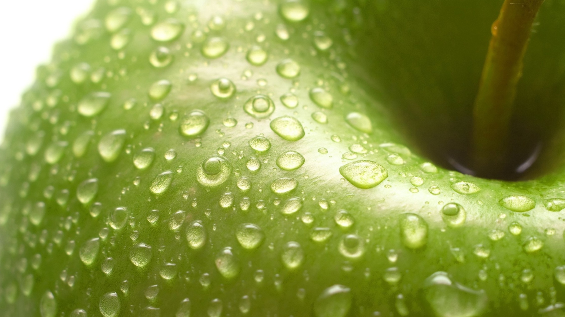 Das Water Drops On Green Apple Wallpaper 1920x1080