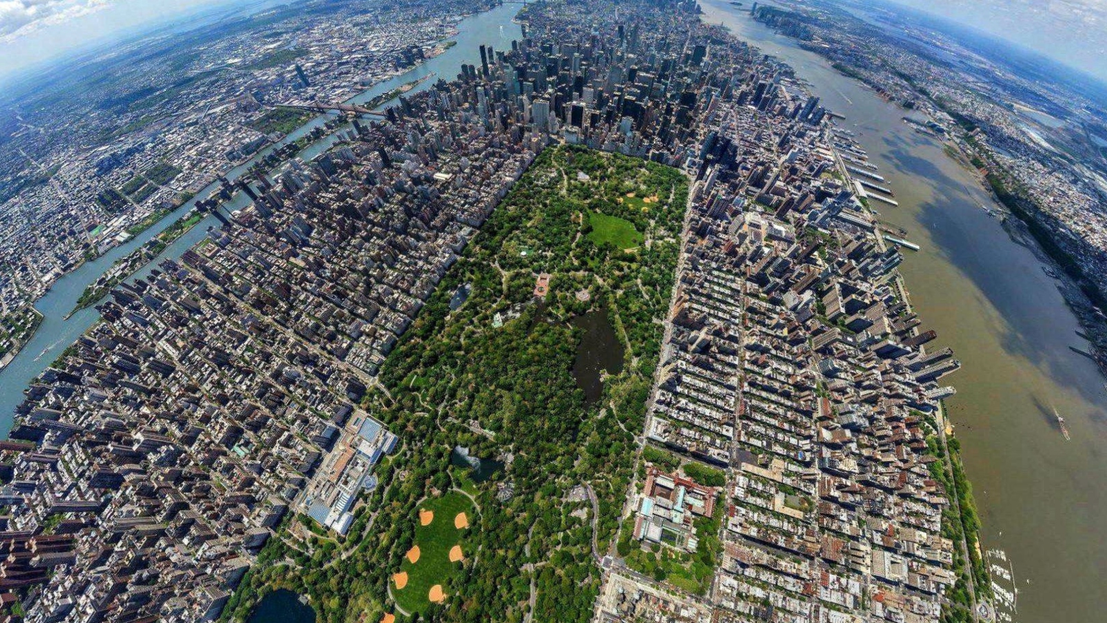 Fondo de pantalla Central Park New York From Air 1600x900
