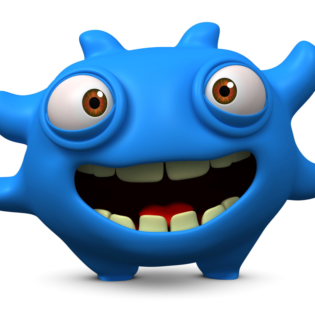 Fondo de pantalla Cute Blue Cartoon Monster 1024x1024