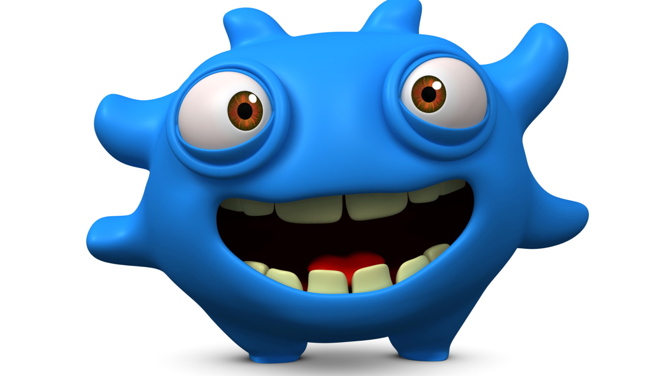 Screenshot №1 pro téma Cute Blue Cartoon Monster 1366x768