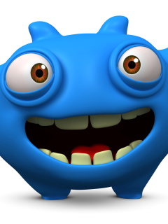 Das Cute Blue Cartoon Monster Wallpaper 240x320
