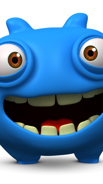 Обои Cute Blue Cartoon Monster 360x640