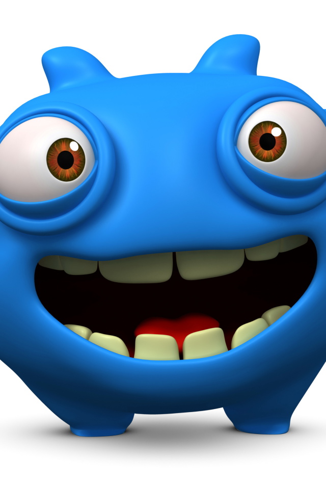 Sfondi Cute Blue Cartoon Monster 640x960