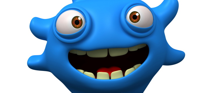 Cute Blue Cartoon Monster wallpaper 720x320