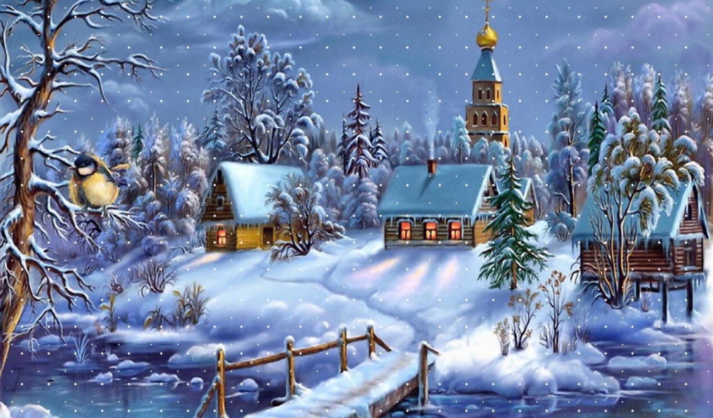 Christmas Night wallpaper 1024x600