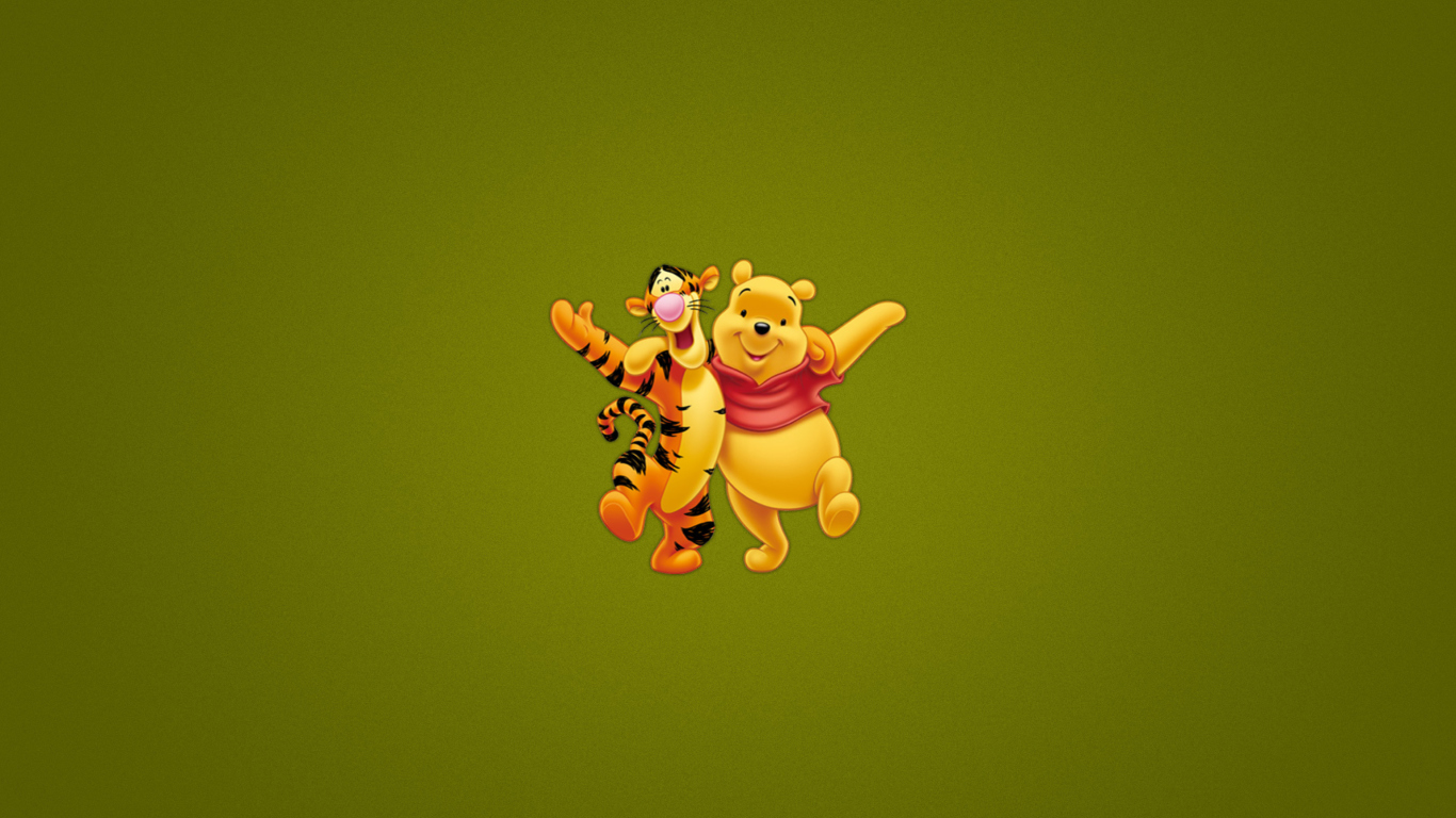 Fondo de pantalla Winnie The Pooh And Tiger 1366x768