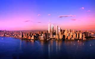 Sea And Skyscrapers Background for Android, iPhone and iPad
