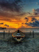Boat On Beach At Sunset Hdr wallpaper 132x176