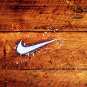 Обои Wooden Nike Logo 128x128