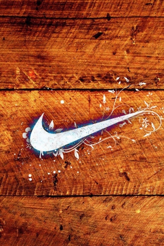 Sfondi Wooden Nike Logo 320x480