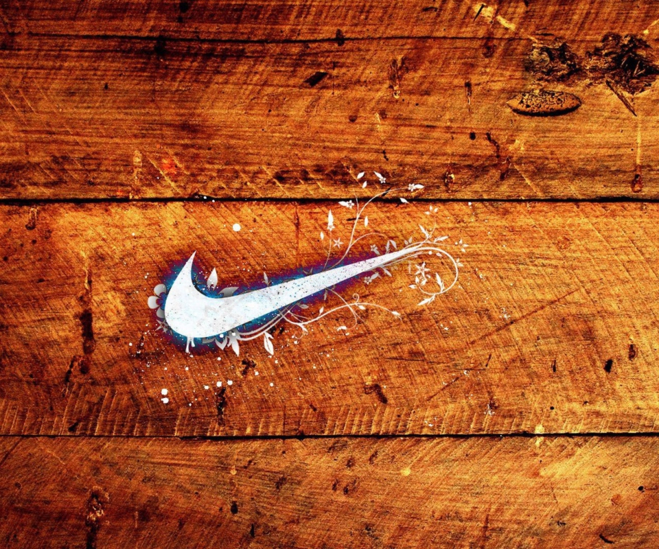 Wooden Nike Logo wallpaper 960x800