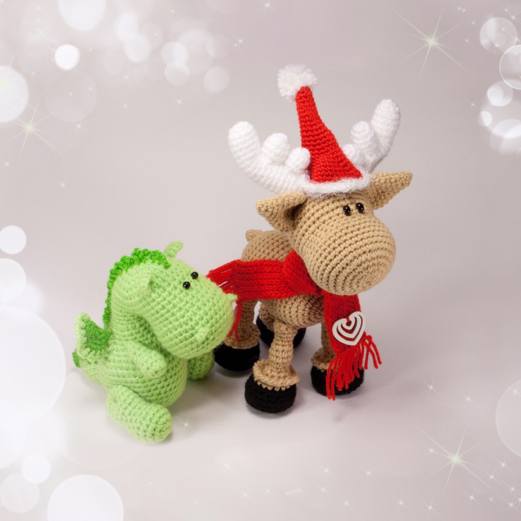 Fondo de pantalla Christmas Dino And Reindeer 1024x1024