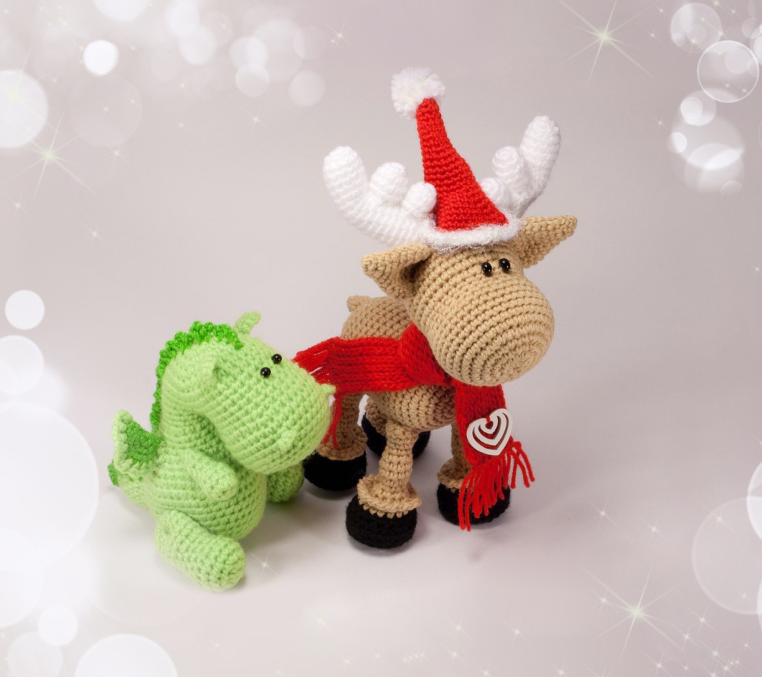 Das Christmas Dino And Reindeer Wallpaper 1080x960