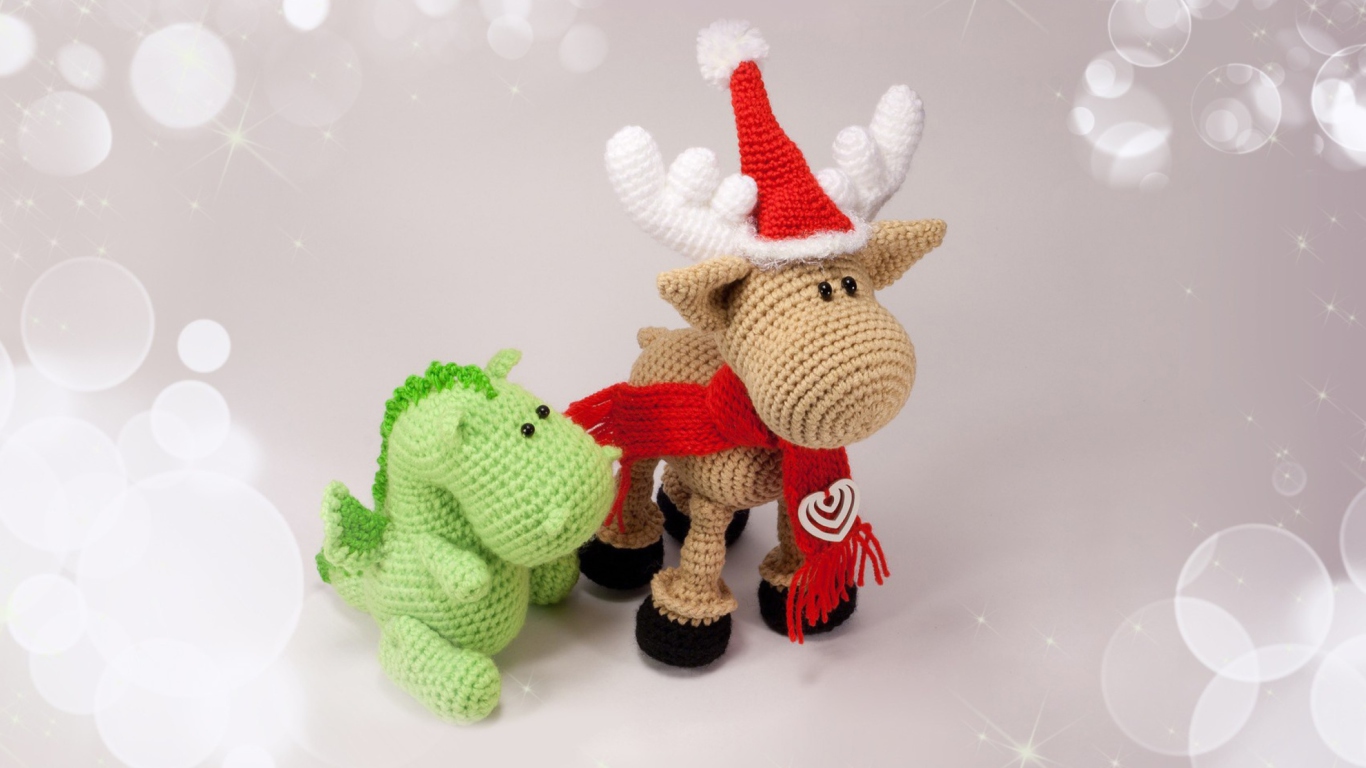 Sfondi Christmas Dino And Reindeer 1366x768