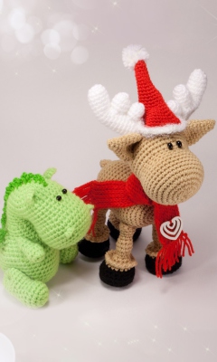 Обои Christmas Dino And Reindeer 240x400