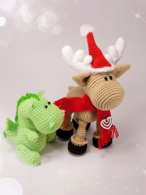 Sfondi Christmas Dino And Reindeer 480x640