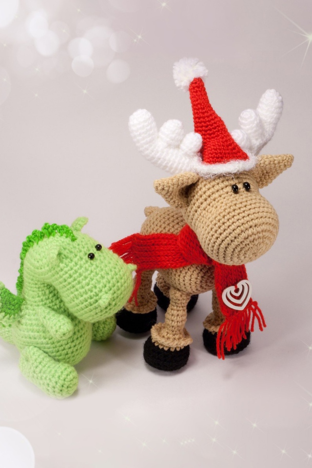 Christmas Dino And Reindeer wallpaper 640x960