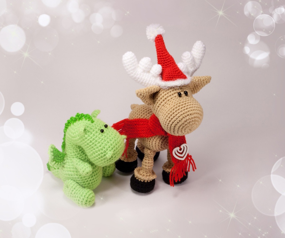 Fondo de pantalla Christmas Dino And Reindeer 960x800