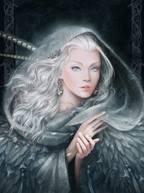 White Fantasy Princess wallpaper 480x640