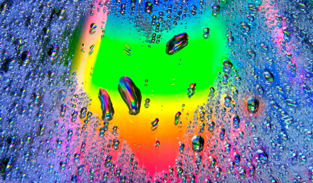 Sfondi Heart of Water Drops 1024x600
