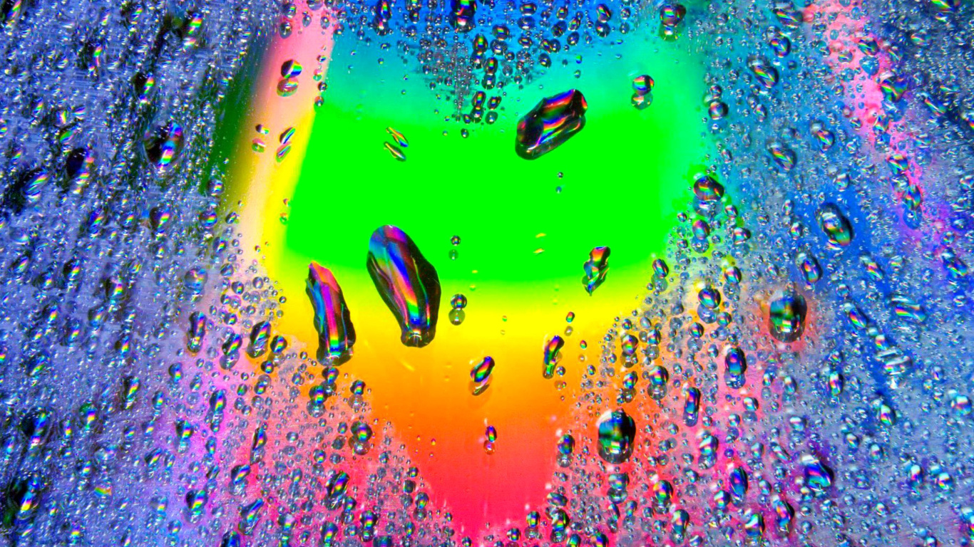 Fondo de pantalla Heart of Water Drops 1366x768