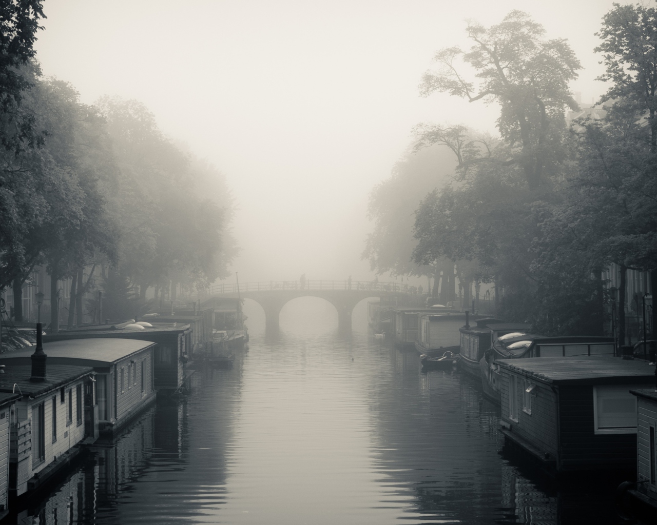 Sfondi Misty Autumn In Amsterdam 1280x1024