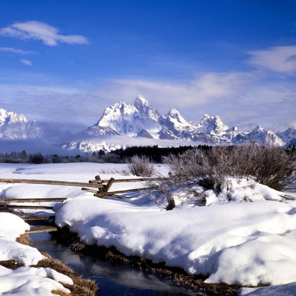 Fondo de pantalla Grand Tetons in Winter, Wyoming 1024x1024
