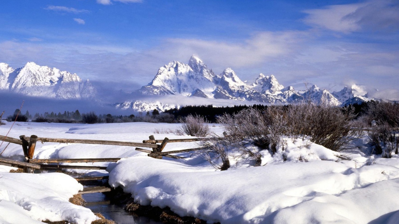 Sfondi Grand Tetons in Winter, Wyoming 1280x720