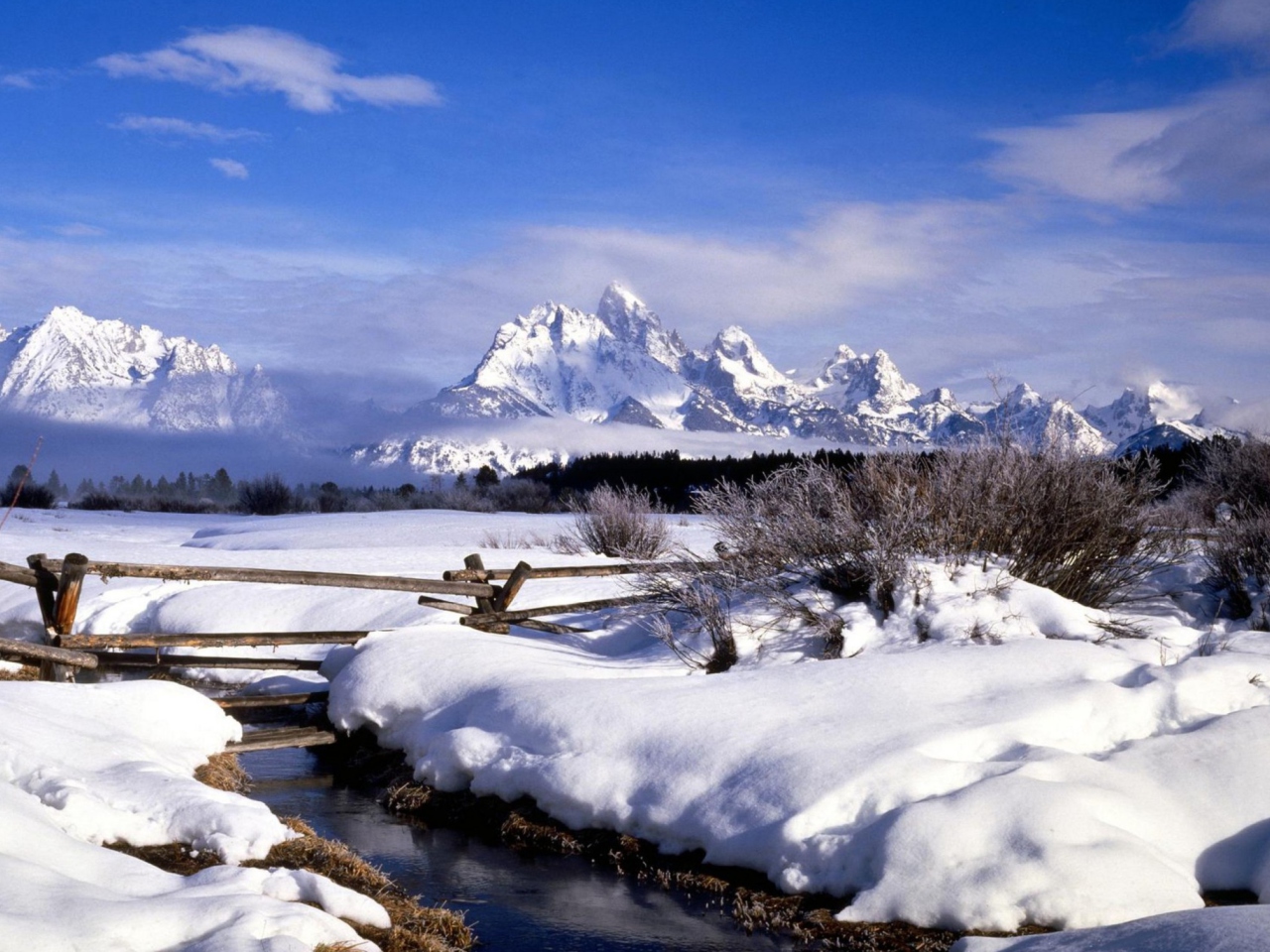 Das Grand Tetons in Winter, Wyoming Wallpaper 1280x960