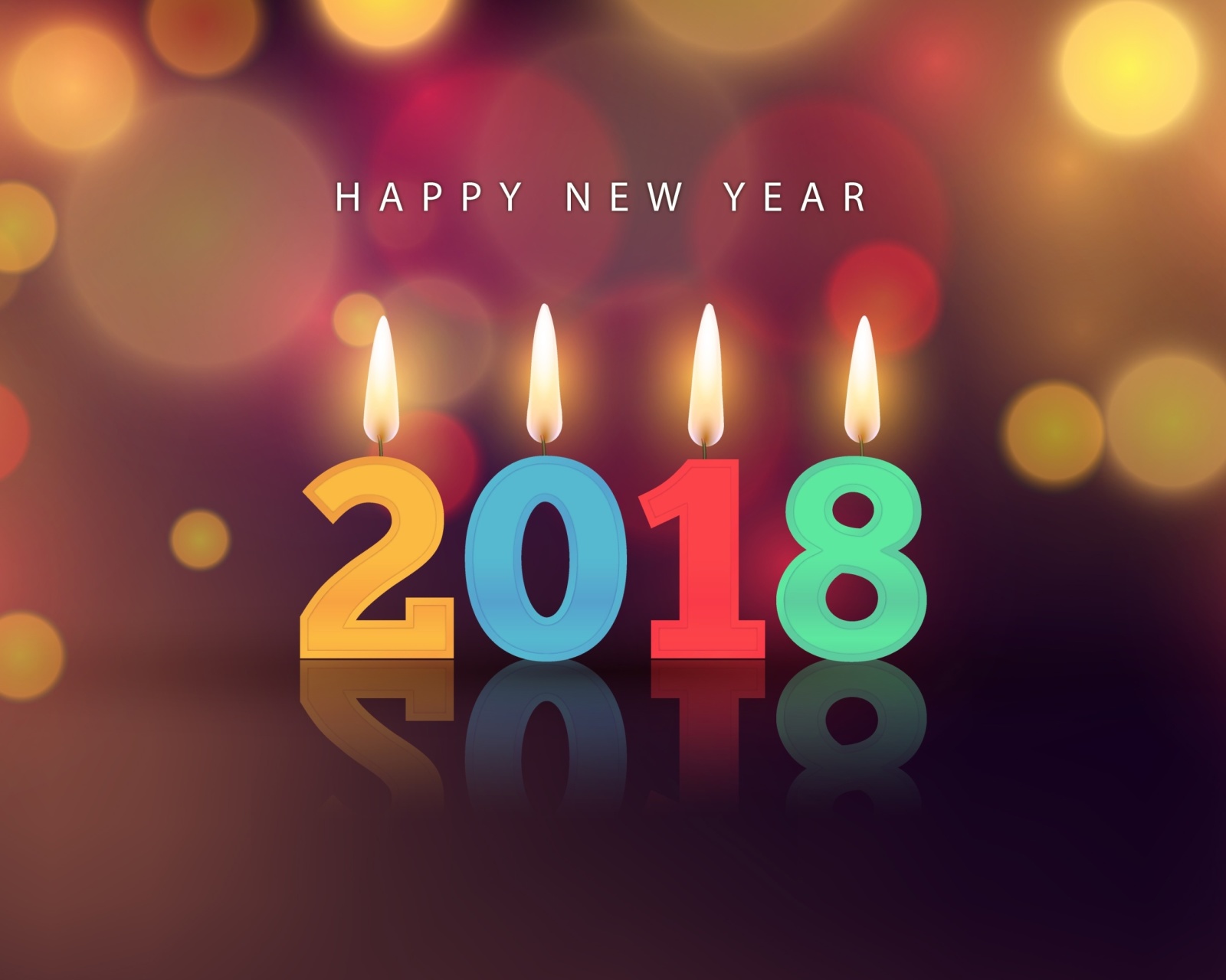 Обои New Year 2018 Greetings Card with Candles 1600x1280