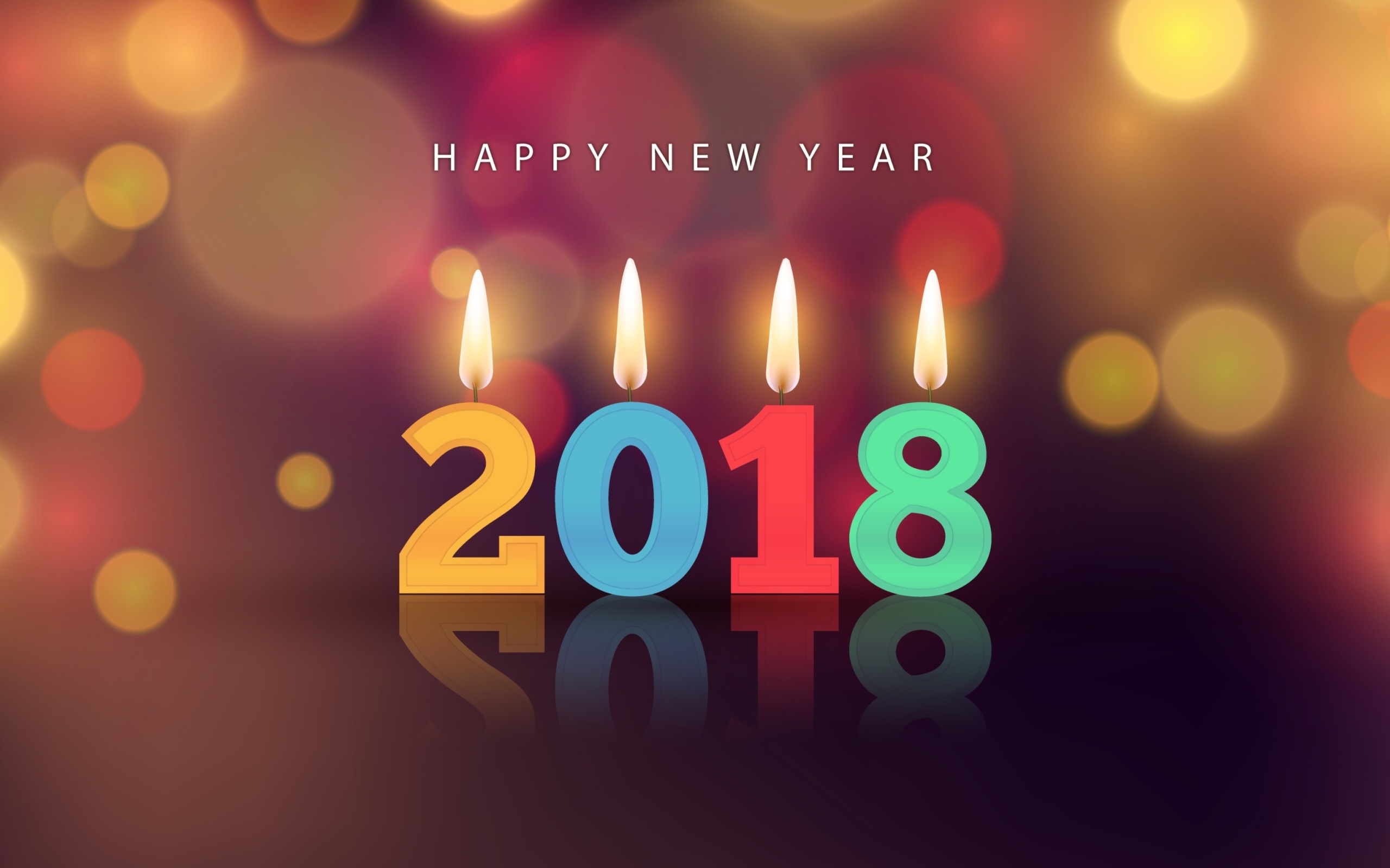 Sfondi New Year 2018 Greetings Card with Candles 2560x1600