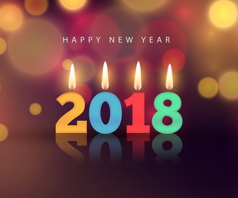 Fondo de pantalla New Year 2018 Greetings Card with Candles 480x400
