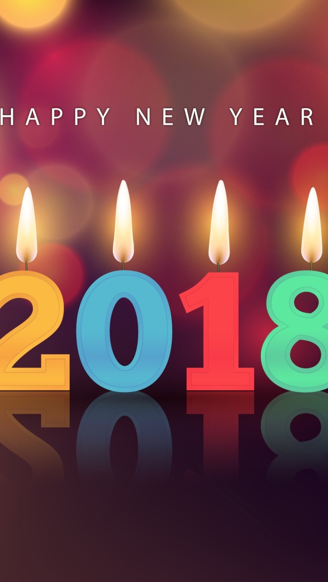 Fondo de pantalla New Year 2018 Greetings Card with Candles 640x1136