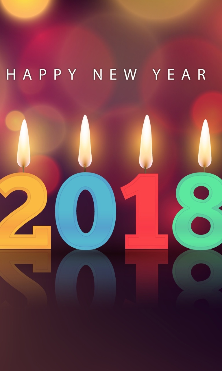 New Year 2018 Greetings Card with Candles wallpaper 768x1280