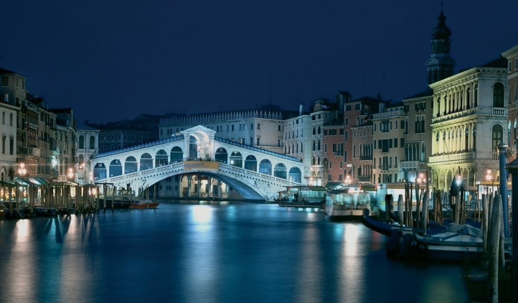 Night in Venice Grand Canal wallpaper 1024x600
