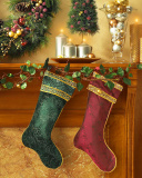Christmas stocking on fireplace screenshot #1 128x160