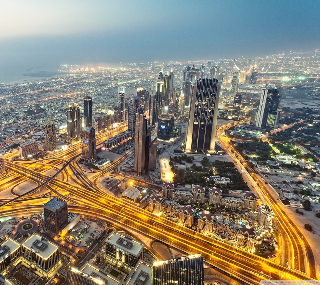 View From Burj Khalifa Dubai wallpaper 1080x960