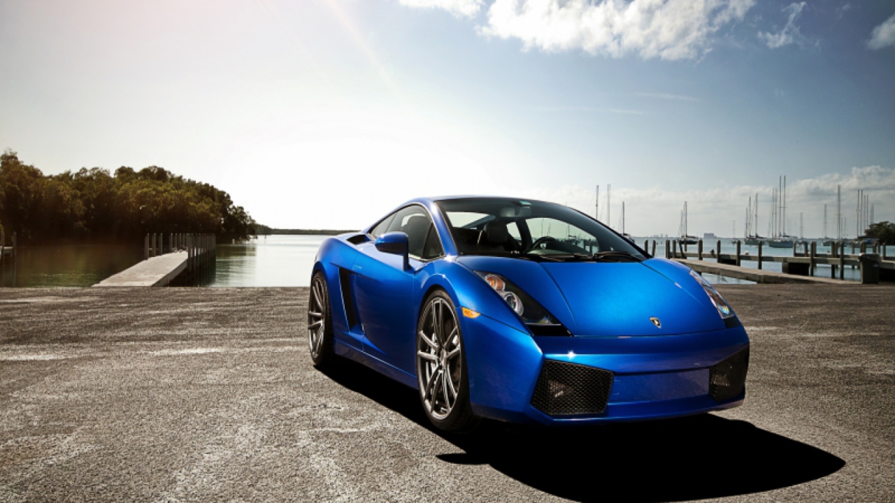 Blue Lamborghini wallpaper 1280x720